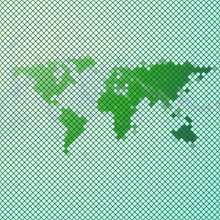 abstract green mosaic, world map vector illustration.のイラスト素材