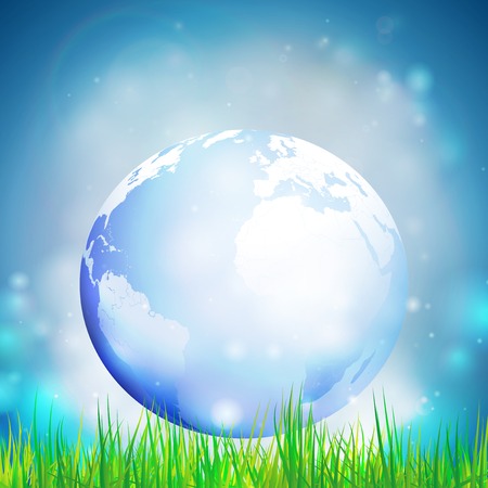 Abstract background of globe with grass vector illustration  View at our home from other side のイラスト素材