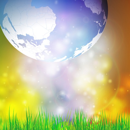 Abstract background of globe with grass vector illustration  View at our home from other side のイラスト素材