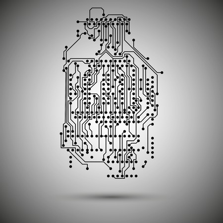 Microchip background, electronics circuitのイラスト素材