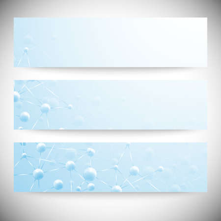Set of horizontal banners. Abstract blue background vector illustration.のイラスト素材