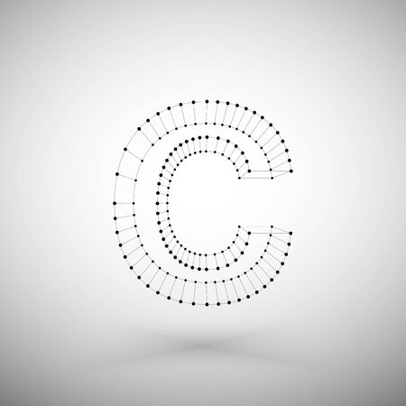 3d mesh stylish alphabet letter sign isolated on white background, single color clear  vector.のイラスト素材