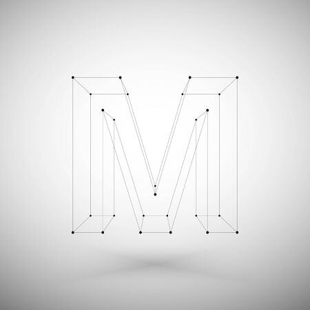 3d mesh stylish alphabet letter sign isolated on white background, single color clear  vector.のイラスト素材