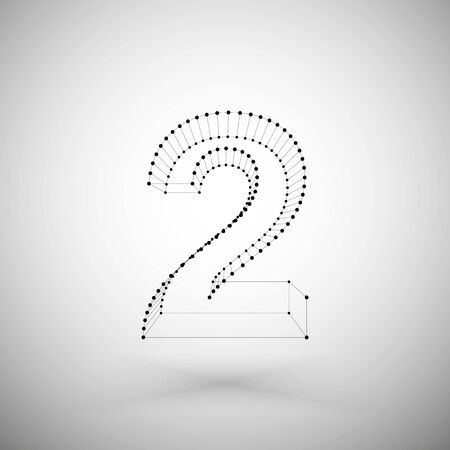 Three dimensional mesh stylish number on white background, single color clear vector.のイラスト素材