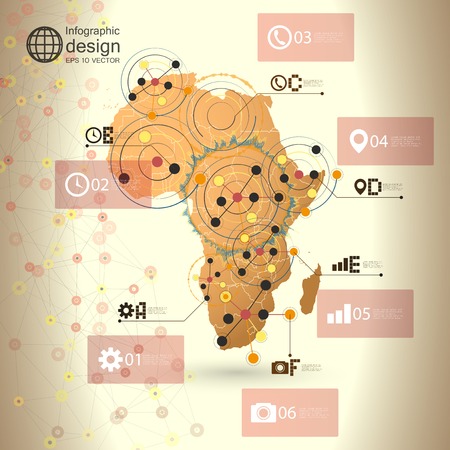 Africa map background vector, infographic design illustration for communication.のイラスト素材