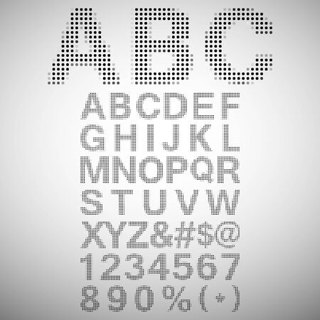 Pixel Font - Alphabets and numerals characters in retro square pixel font.のイラスト素材