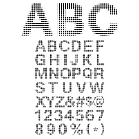 Pixel Font - Alphabets and numerals characters in retro square pixel font.のイラスト素材