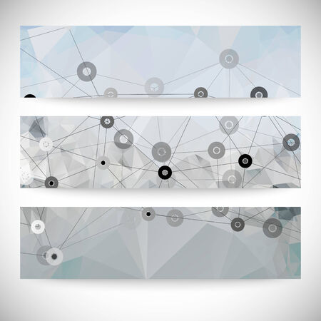 Set of abstract backgrounds, molecule structure, triangle design vector illustration.のイラスト素材