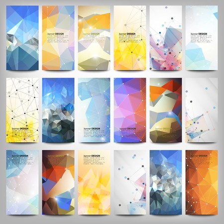 Big colored abstract banners set. Conceptual triangle design vector templates. Modern abstract banner design, business design and website templates.のイラスト素材
