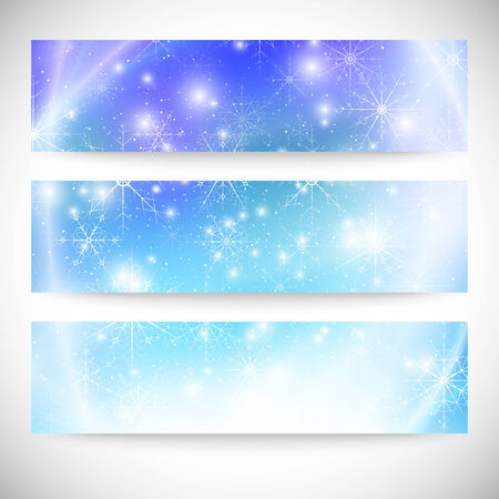 Winter backgrounds set with snowflakes. Abstract winter design and website templates, abstract pattern vector.のイラスト素材