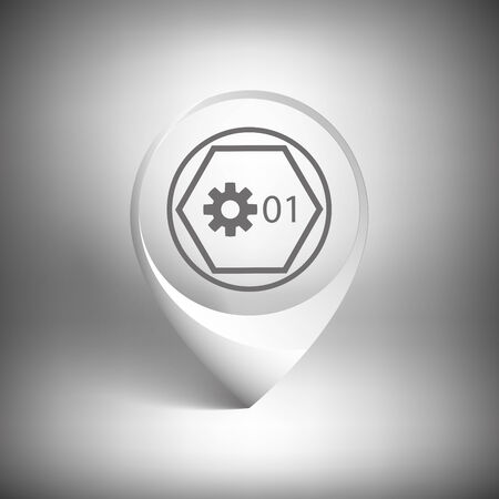 Map pointer. White icon template on gray backgroundのイラスト素材