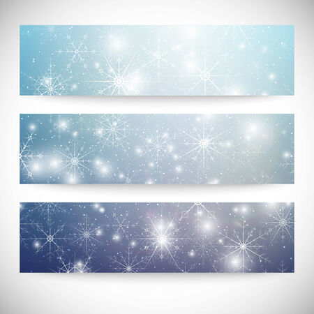 Winter backgrounds set with snowflakes. Abstract winter design and website templates, abstract pattern vector.のイラスト素材
