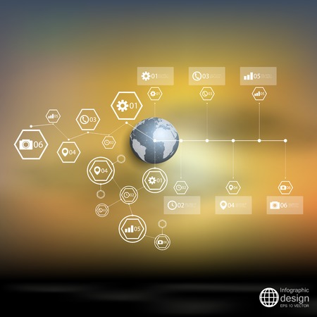 Globe world, blurred infographic vector template for business design.のイラスト素材