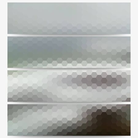 Hexagonal headers set, sea landscape blurred design vector.