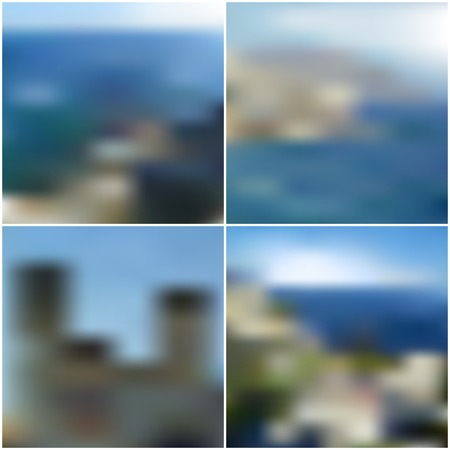 Vector web and mobile interface templates. Editable blurred backgrounds set.のイラスト素材