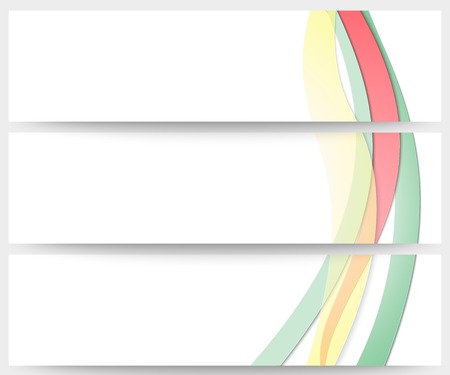 Abstract headers set, colored wave vector design.のイラスト素材