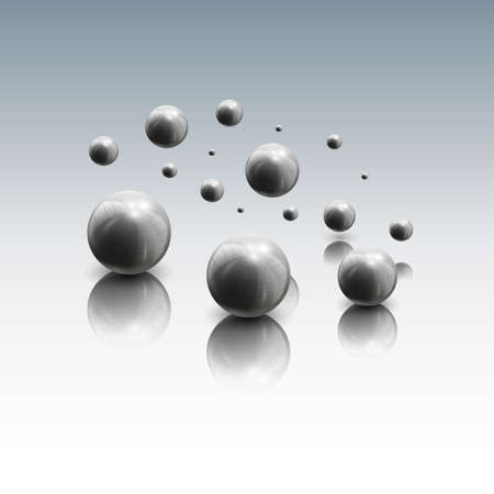 3d spheres in motion on gray background, vector illustration.のイラスト素材