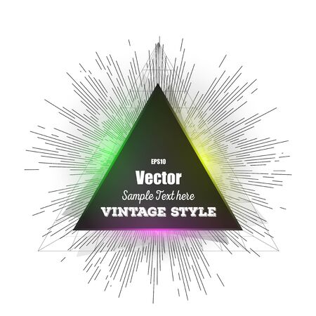 Abstract triangle banner with place for text. Vintage style star burst. Retro element for your design, vector illustration.のイラスト素材