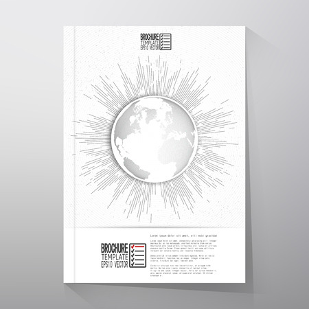 Abstract dotted world globe with vintage style star burst, retro vector design. Brochure, flyer or report for business, template vector.のイラスト素材