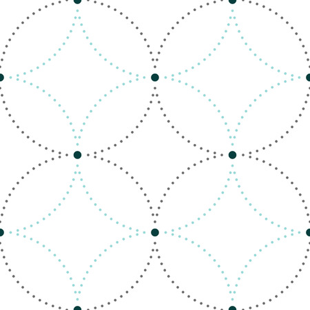 Dotted seamless pattern with circles and nodes. Repeating modern stylish geometric background. Simple abstract monochrome vector texture.のイラスト素材