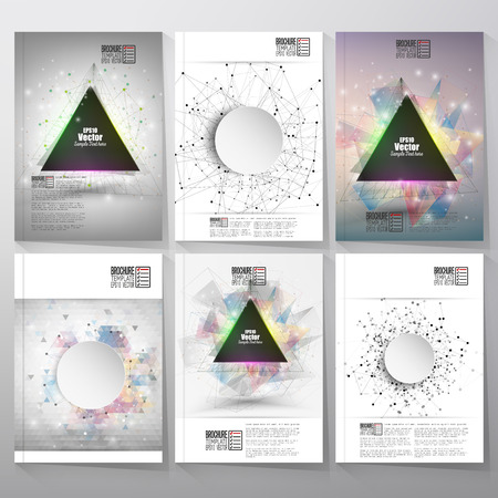 Abstract triangle banner with place for text. Molecule structure background. Brochure, flyer or report for business, templates vector.のイラスト素材