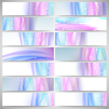 Abstract headers set, blue wave design.のイラスト素材