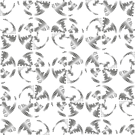 Dotted seamless pattern with circles and nodes. Repeating modern stylish geometric background. Simple abstract monochrome vector texture.のイラスト素材