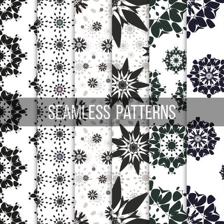 Seamless patterns with abstract flowers. のイラスト素材
