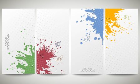 Abstract hand drawn spotted background with empty place for text message, great composition for your design. Colorful banners collection, abstract flyer layouts, vector illustration templatesのイラスト素材