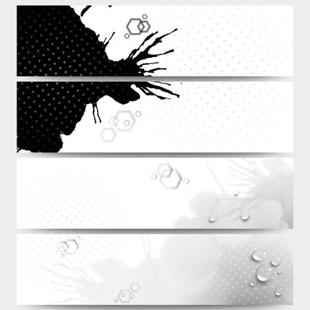 Abstract hand drawn spotted background with empty place for text message, great composition for your design. Web banners collection, abstract header layouts, vector illustration templates.のイラスト素材