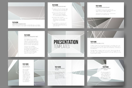 Set of 9 templates for presentation slides. Minimalistic geometric blurred vector backgrounds.のイラスト素材