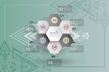 Infographic for business, geometric background, abstract hexagonal patternのイラスト素材