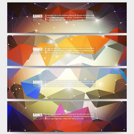 Set of modern vector banners. Abstract multicolored background. Scientific digital design, science illustration.のイラスト素材