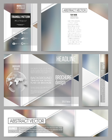 Set of business templates for presentation, brochure, flyer or booklet. Abstract multicolored background of blurred nature landscapes, geometric vector, triangular style illustration.のイラスト素材