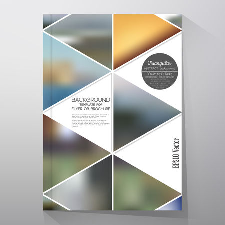 Business template for brochure, flyer or booklet. Abstract multicolored background of blurred nature landscapes, geometric vector, triangular style illustration.のイラスト素材