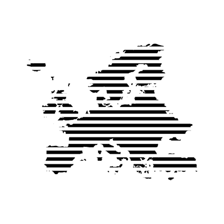 Black linear symbol of europe map on white, vector illustration.のイラスト素材