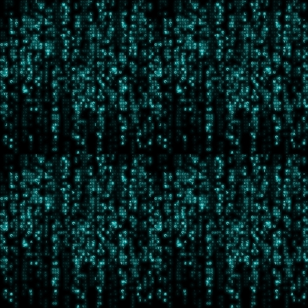 Virtual reality, abstract technology background with blue symbols, vector illustration.のイラスト素材