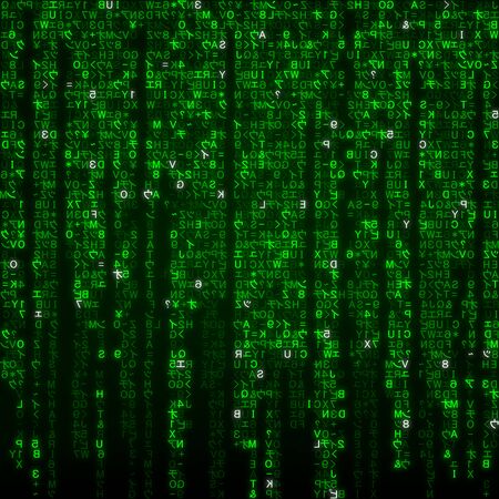 Virtual reality, abstract technology background with green symbols, vector illustration.のイラスト素材