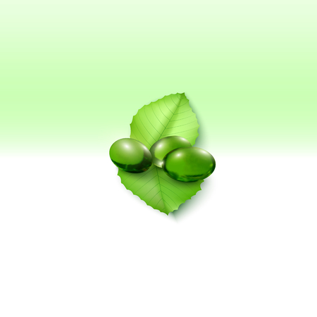 Pills isolated on green background, vector illustration.のイラスト素材