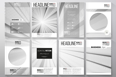 Set of business templates for brochure, flyer or booklet. Abstract lines background, simple abstract monochrome texture.のイラスト素材