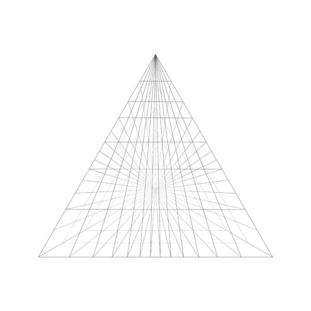 Pyramid construction in perspective. Pyramid of the connected lines. Pyramid isolated on white...