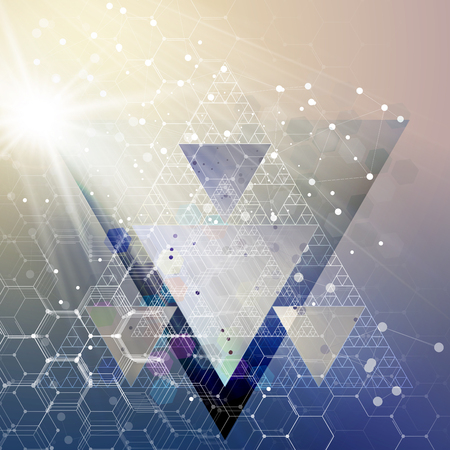 Chemistry 3D pattern, hexagonal design molecule structure on blue, scientific medical research. Medicine, science and technology concept. Motion design. Geometric abstract backgroundのイラスト素材