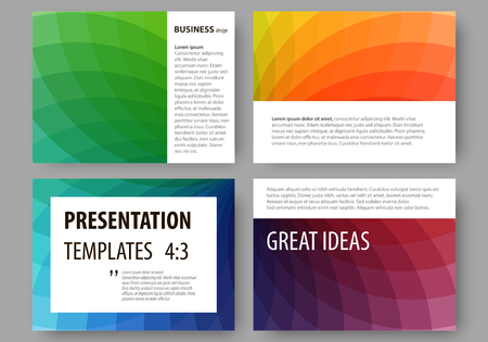 Set of business templates for presentation slides. Easy editable layouts, vector illustration. Colorful design background with abstract shapes, overlap effectのイラスト素材
