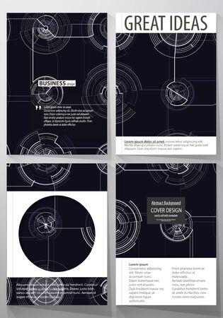 Business templates for brochure, magazine, flyer, booklet or annual report. Cover template, layout in A4 size. High tech design, connecting system. Science and technology concept. Futuristic abstract vector background.のイラスト素材