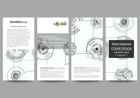 Flyers set, modern banners. Business templates. Cover template, easy editable layouts. High tech design, connecting system. Science and technology concept. Futuristic abstract vector background.のイラスト素材