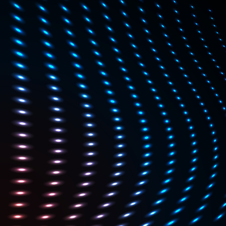 Abstract blue color neon dots, dotted technology background. Glowing particles, led light pattern, futuristic texture, digital vector designのイラスト素材