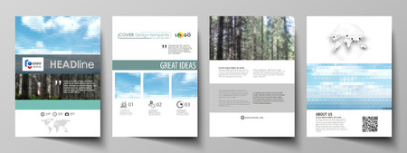 Templates for brochure, magazine, flyer, booklet or annual report. Cover design template, abstract vector layout in A4 size. Colorful background, travel business, natural landscape in polygonal style.のイラスト素材