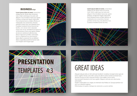 Set of business templates for presentation slides. Easy editable abstract vector layouts in flat design. Bright color lines, colorful beautiful background. Perfect decoration.のイラスト素材