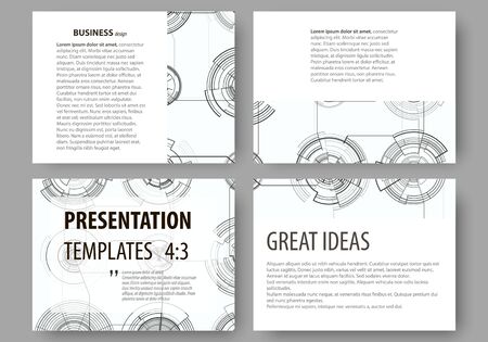 Set of business templates for presentation slides. Easy editable layouts, vector illustration. High tech design, connecting system. Science and technology concept. Futuristic abstract background.のイラスト素材