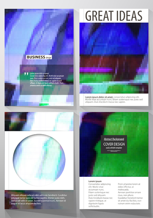 Business template for brochure, flyer, report. Cover design, abstract vector layout in A4 size. Glitched background made of colorful pixel mosaic. Digital decay, signal error, television failのイラスト素材